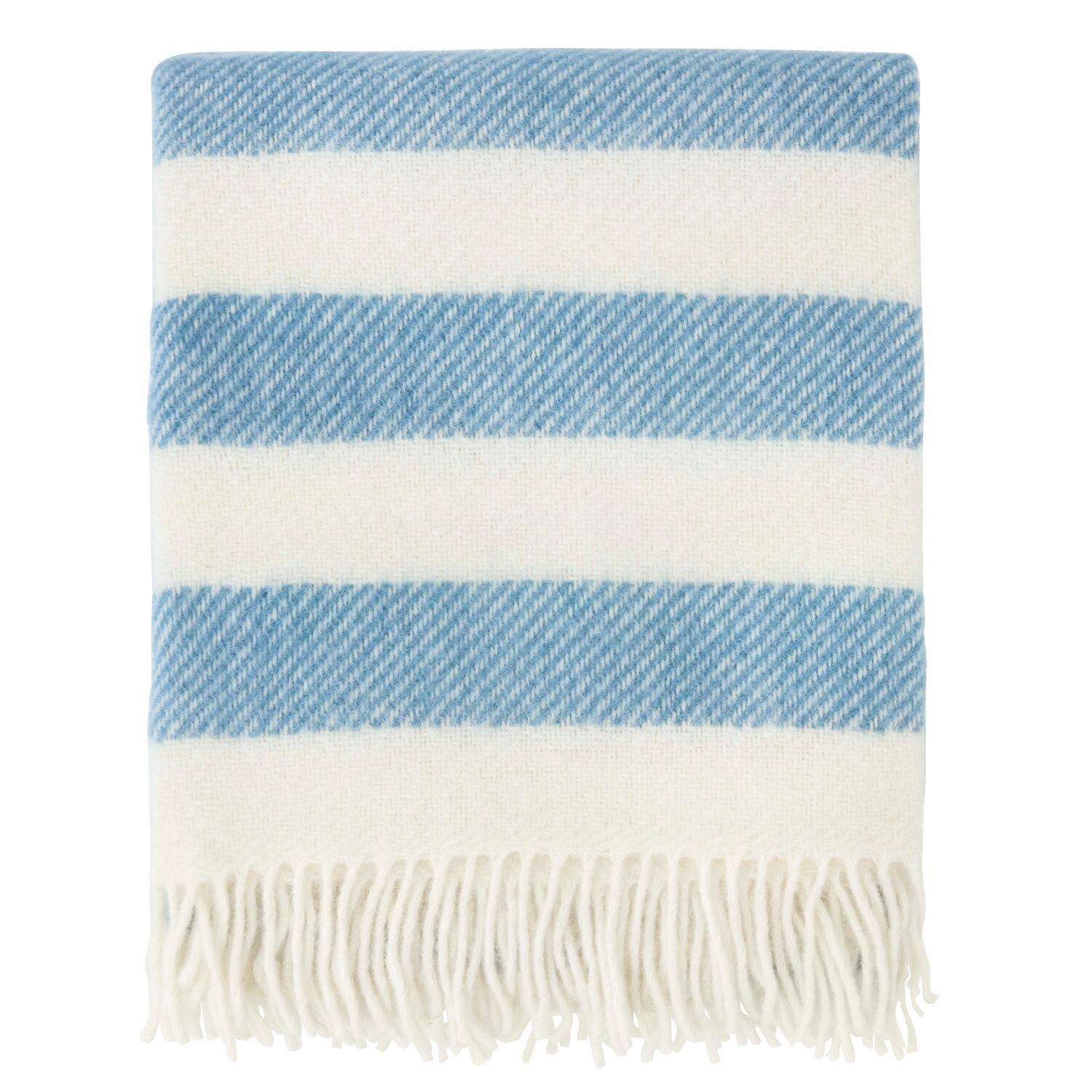 Anton uldtæppe, stribet blå/hvid - 130x180 cm.